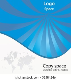  Corporate blue vector background with world map and copy space for text