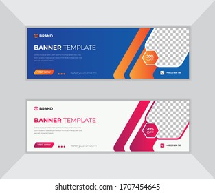Corporate blue web banner template.vector
