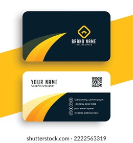 Corporate blue and yellow elegant business card template vector