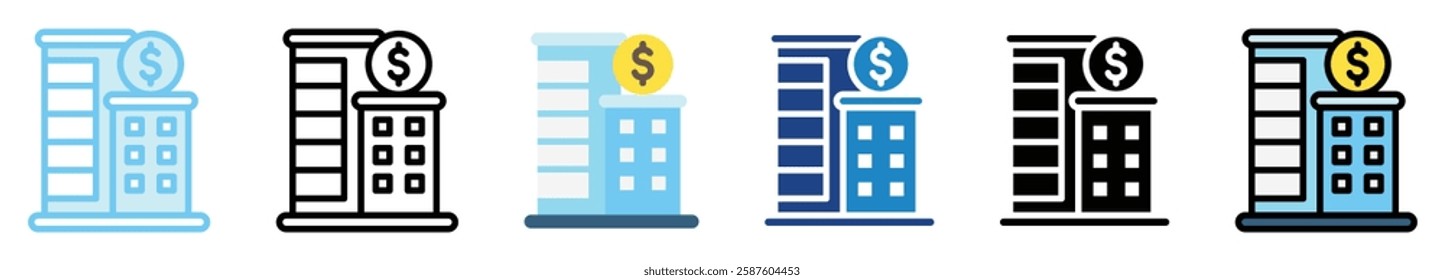 Corporate bonds multi style, mini illustration icon. outline, flat, glyph, line color. For UI, UX, app and web, digital or print. For  education, business, economy, financial theme.