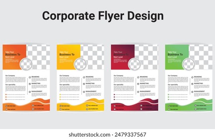 Corporate book cover design in A4. Can be adapted to brochures, annual reports, magazines, posters, business presentations, flyers, banners, websites.Here are 4 color flyer designs