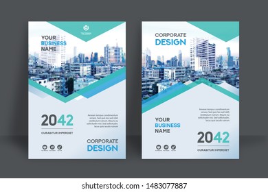 Plantilla de diseño de portada de libro corporativo en A4. Se puede adaptar a Folleto, Informe Anual, Revista, Afiche, Presentación Empresarial, Cartera, Volante, Banner, Sitio Web.