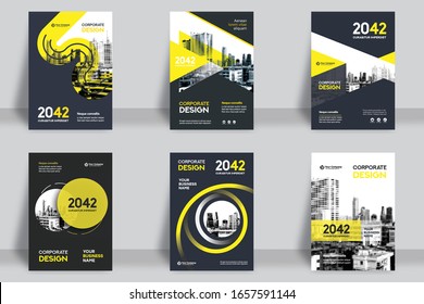 Corporate Book Cover Design Template Set. A4 format. 6 Designs Included. Can be adapt to Brochure, Annual Report, Magazine,Poster, Business Presentation, Portfolio, Flyer, Banner, Website.