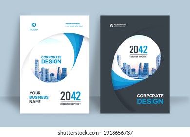 Corporate Book Cover Design Template in A4. Can be adapt to Brochure, Annual Report, Magazine,Poster, Business Presentation, Portfolio, Flyer, Banner, Website. - Shutterstock ID 1918656737