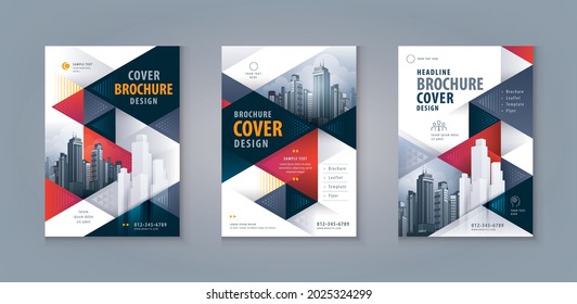 Corporate book cover design template, Business Leaflet Brochure Flyer template Design Set. Abstract Red and black Geometric Triangle , invitation Card, presentation, annual Report, cover brochure,