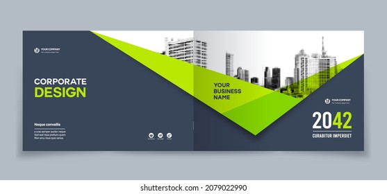 Corporate Book Cover Design Template In A4 Landscape Layout. Can Be Adapt To Brochure, Annual Report, Magazine,Poster, Business Presentation, Portfolio, Flyer, Banner, Website.