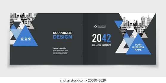 Corporate Book Cover Design Template in A4 Landscape Layout . 