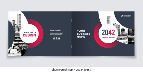 Corporate Book Cover Design Template in A4 Landscape Layout . 