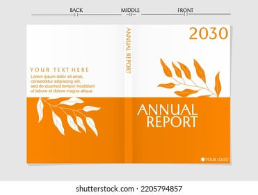 Corporate Book Cover Design Template in A4. design with botanical elements. can use to Brochure, Annual Report, Magazine, Flyer,Poster, Business Presentation, Portfolio, Banner, Website.