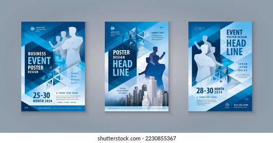 Corporate book cover design template, Business Leaflet Brochure Flyer A4 Size Design Set. Business Flyer Poster Template, Abstract Blue Geometric Triangle Background, flyer, leaflet, cover, banner