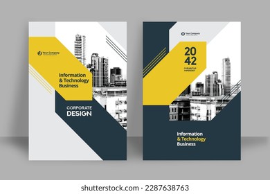 Plantilla de diseño de portada de libro corporativo en A4. Puede adaptarse a Brochure, Annual Report, Magazine, Poster, Business Presentation, Portfolio, Flyer, Banner, Website.