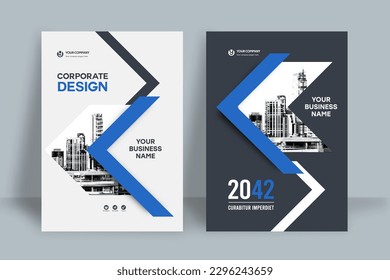 Plantilla de diseño de portada de libro corporativo en A4. Puede adaptarse a Brochure, Annual Report, Magazine, Poster, Business Presentation, Portfolio, Flyer, Banner, Website.