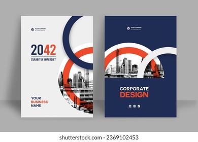 Plantilla de diseño de portada de libro corporativo en A4. Puede adaptarse a Brochure, Annual Report, Magazine, Poster, Business Presentation, Portfolio, Flyer, Banner, Website.