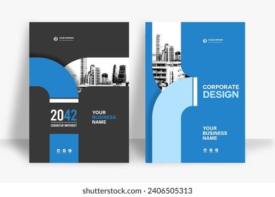 Plantilla de diseño de portada de libro corporativo en A4. Puede adaptarse a Brochure, Annual Report, Magazine, Poster, Business Presentation, Portfolio, Flyer, Banner, Website.