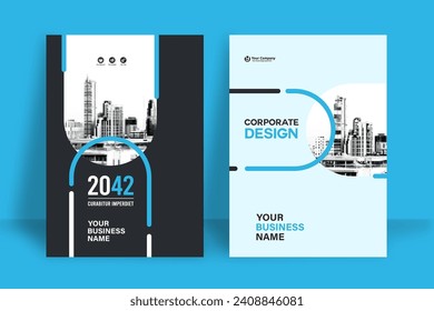 Plantilla de diseño de portada de libro corporativo en A4. Puede adaptarse a Brochure, Annual Report, Magazine, Poster, Business Presentation, Portfolio, Flyer, Banner, Website.