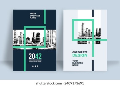 Plantilla de diseño de portada de libro corporativo en A4. Puede adaptarse a Brochure, Annual Report, Magazine, Poster, Business Presentation, Portfolio, Flyer, Banner, Website.