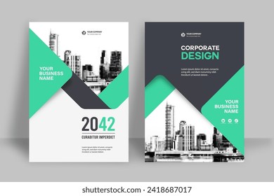 Plantilla de diseño de portada de libro corporativo en A4. Puede adaptarse a Brochure, Annual Report, Magazine, Poster, Business Presentation, Portfolio, Flyer, Banner, Website.