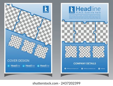 Corporate Book Cover Design Template in A4. Can be adapt to Brochure, Annual Report, Magazine, Poster, Business Presentation, scratch magnetic puzzle, puzzle