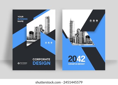 Corporate Book Cover Design Template in A4. Can be adapt to Brochure, Annual Report, Magazine,Poster, Business Presentation, Portfolio, Flyer, Banner, Website.