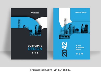 Corporate Book Cover Design Template in A4. Can be adapt to Brochure, Annual Report, Magazine,Poster, Business Presentation, Portfolio, Flyer, Banner, Website.