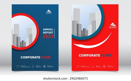 Corporate Book Cover Design Template A4 size blue red color. Use for Brochure, Annual Report, Magazine, Poster, Business Presentation, Portfolio, Flyer, Banner, Website.
