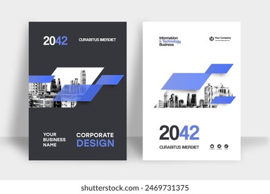 Corporate Book Cover Design Template in A4. Can be adapt to Brochure, Annual Report, Magazine,Poster, Business Presentation, Portfolio, Flyer, Banner, Website.