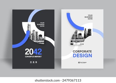 Corporate Book Cover Design Template in A4. Can be adapt to Brochure, Annual Report, Magazine,Poster, Business Presentation, Portfolio, Flyer, Banner, Website.