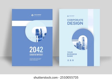 Modelo de design de capa de livro corporativo em A4. Pode adaptar-se ao folheto, relatório anual, revista, cartaz, apresentação de negócios, portfólio, panfleto, banner, site.