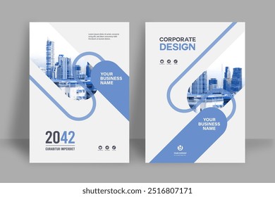 Modelo de design de capa de livro corporativo em A4. Pode adaptar-se ao folheto, relatório anual, revista, cartaz, apresentação de negócios, portfólio, panfleto, banner, site.