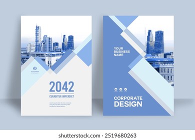 Modelo de design de capa de livro corporativo em A4. Pode adaptar-se ao folheto, relatório anual, revista, cartaz, apresentação de negócios, portfólio, panfleto, banner, site.