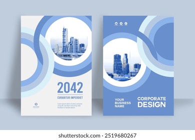 Modelo de design de capa de livro corporativo em A4. Pode adaptar-se ao folheto, relatório anual, revista, cartaz, apresentação de negócios, portfólio, panfleto, banner, site.