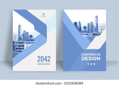 Modelo de design de capa de livro corporativo em A4. Pode adaptar-se ao folheto, relatório anual, revista, cartaz, apresentação de negócios, portfólio, panfleto, banner, site.