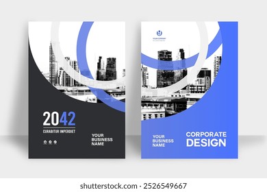 Modelo de design de capa de livro corporativo em A4. Pode adaptar-se ao folheto, relatório anual, revista, cartaz, apresentação de negócios, portfólio, panfleto, banner, site.