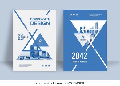 Modelo de design de capa de livro corporativo em A4. Pode adaptar-se ao folheto, relatório anual, revista, cartaz, apresentação de negócios, portfólio, panfleto, banner, site.