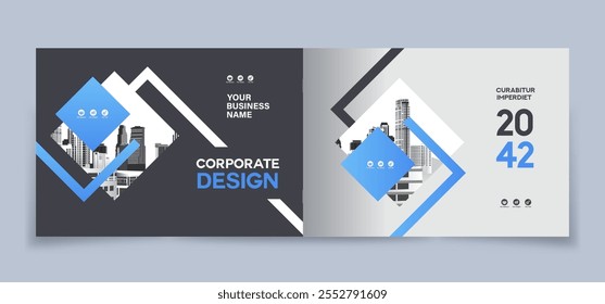 Modelo de design de capa de livro corporativo em A4. Pode adaptar-se ao folheto, relatório anual, revista, cartaz, apresentação de negócios, portfólio, panfleto, banner, site.