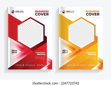 corporate book cover modern annual report a4 template set, abstract business flyer size A4 template, creative cover, trend book cover brochure