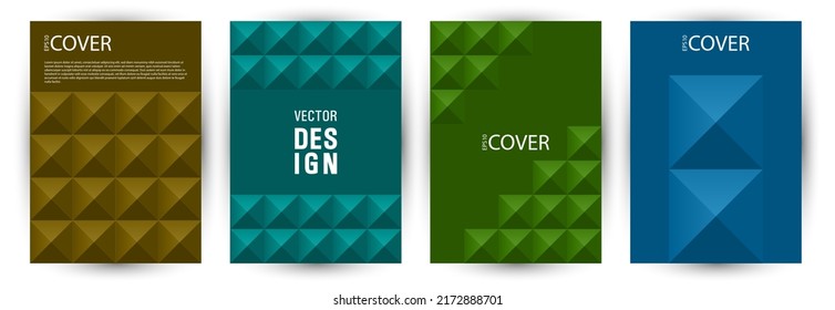 Corporate booklet cover template bundle graphic design. Bauhaus style cool title page layout bundle Eps10. Mosaic geometric shapes structure vertical cover design
