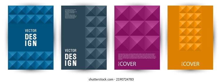 Corporate booklet cover template bundle graphic design. Modernism style future pamphlet template bundle Eps10. Mosaic geometric elements pattern vertical cover design