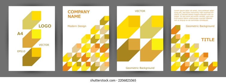 Corporate Booklet Cover Template Collection Graphic Design. Bauhaus Style Premium Banner Mockup Collection Eps10. Tile Geometric Elements Structure Vertical Cover Design