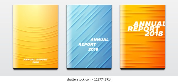 Corporate booklet covers or annual reports and presentation books with lined futuristic design and soft cover