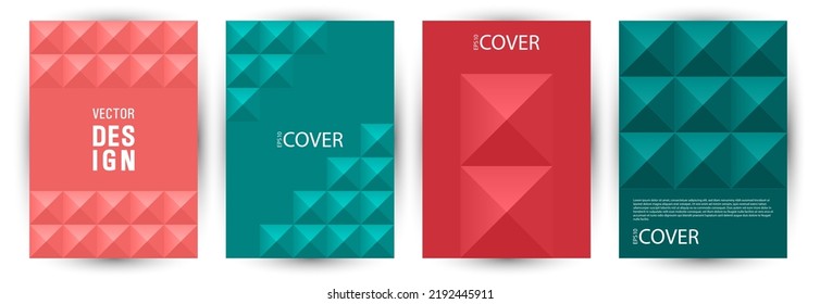 Corporate booklet front page layout bundle A4 design. Bauhaus style abstract voucher template bundle vector. Tile geometric elements backdrop A4 cover design