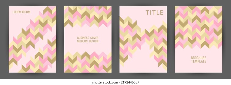 Corporate booklet front page layout set geometric design. Swiss style creative journal template set Eps10. Mosaic geometric elements backdrop A4 cover design