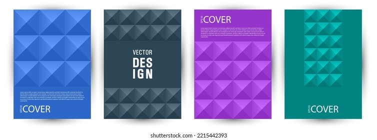 Corporate booklet front page template bundle graphic design. Minimalist style digital banner mockup bundle Eps10. Tile geometric shapes structure vertical card design