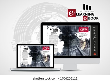Corporate booklet or presentation templates with 3D rendering technology concept