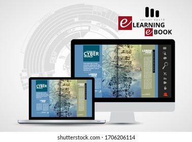 Corporate booklet or presentation templates with 3D rendering technology concept