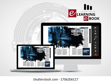 Corporate booklet or presentation templates with 3D rendering technology concept
