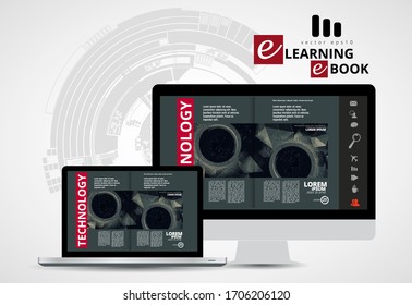 Corporate booklet or presentation templates with 3D rendering technology concept