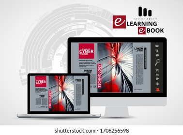 Corporate booklet or presentation templates with 3D rendering technology concept