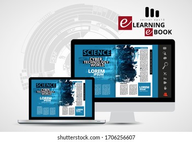 Corporate booklet or presentation templates with 3D rendering technology concept
