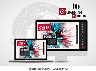 Corporate booklet or presentation templates with 3D rendering technology concept